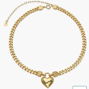Puff Gold Heart Charm Necklace, 18K gold plated - NWT, 16”